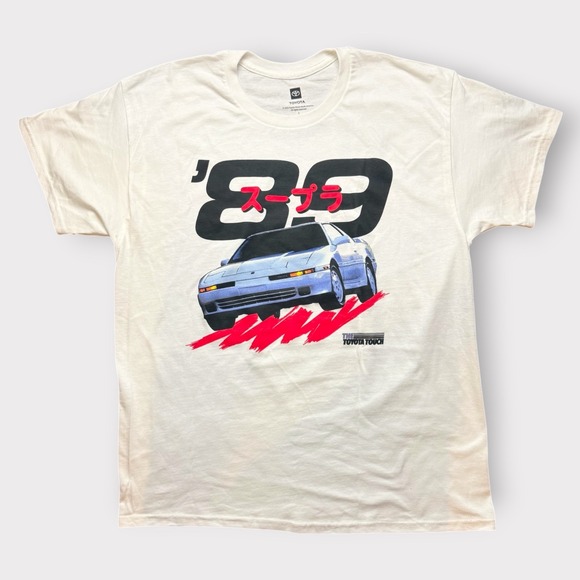 Toyota Supra Turbo 89 Graphic T-Shirt Mens Large White JDM Car Tee Cotton